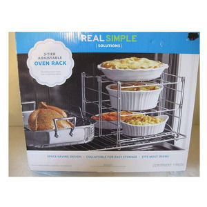 Real Simple 3 Tier Adjustable Oven & Counter Top Rack Dishwasher Safe NWT